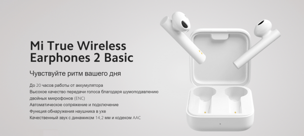 Наушники Mi True Wireless Earphones 2 Basic TWSEJ08WM (BHR4089GL)