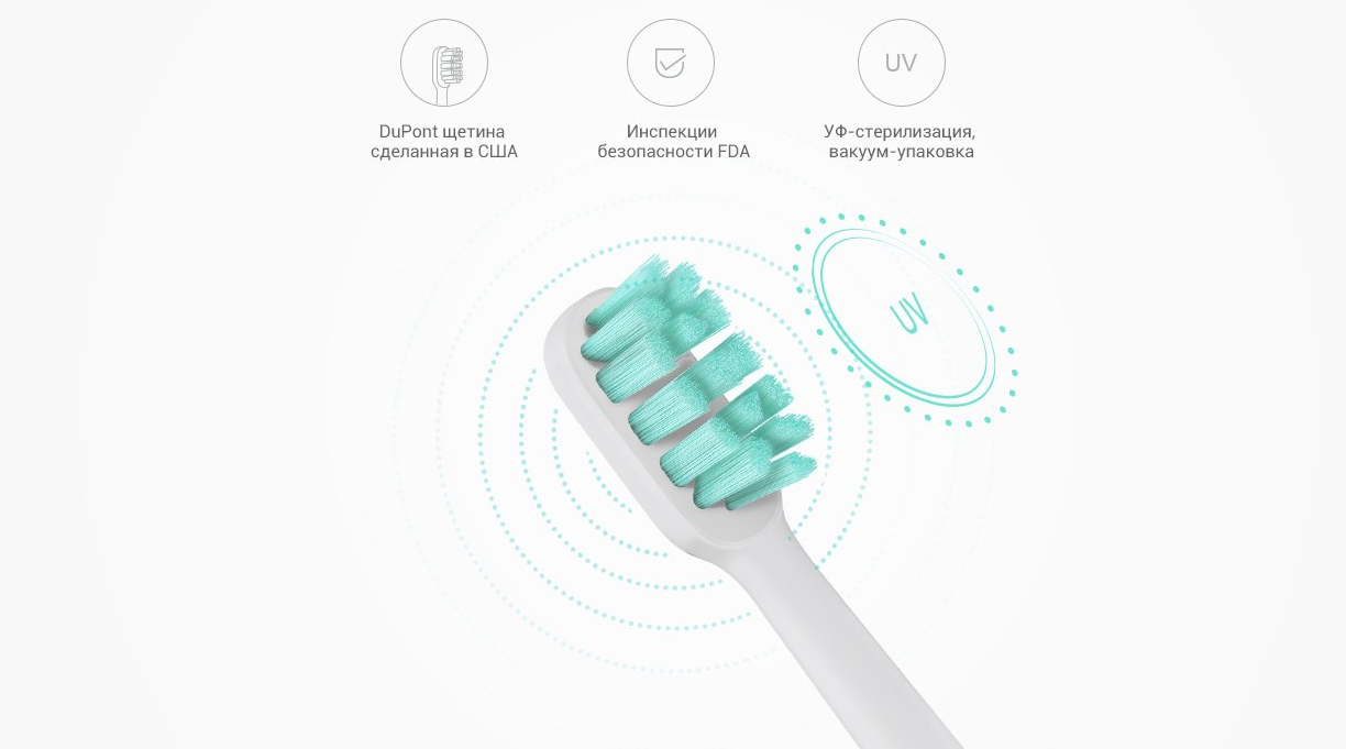 Насадка для электрической зубной щетки Mi Electric Toothbrush Head (3-pack, standard) Light Grey DDYST01SKS (NUN4010GL)