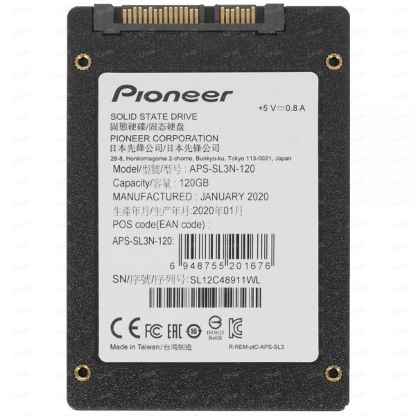 Твердотельный накопитель SSD Pioneer 120GB 2.5" SATA APS-SL3N-120 R/W up to (520/400)