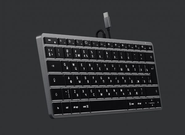 Клавиатура Satechi Slim W1 USB-C Wired Keyboard-RU. Раскладка — русская. Цвет — серый космос