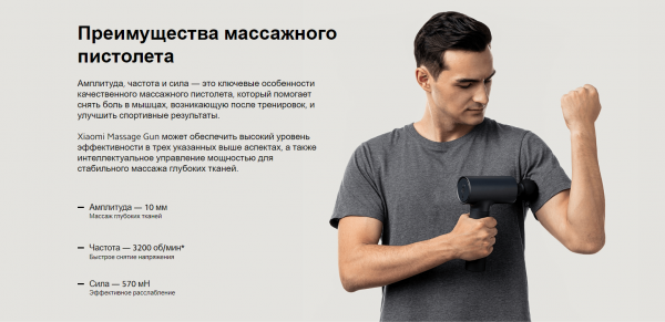 Массажер перкуссионный Xiaomi Massage Gun EU MJJMQ02-ZJ (BHR5608EU)