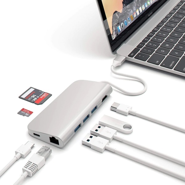 USB адаптер Satechi Aluminum Multi-Port Adapter 4K with Ethernet, серебряный