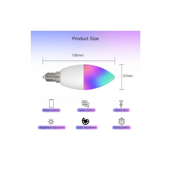 Умная лампочка MOES WiFi LED Bulb E14 (RGB+CW) 6W — изображение 3