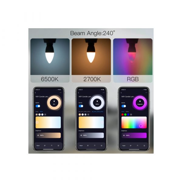 Умная лампочка MOES WiFi LED Bulb E14 (RGB+CW) 6W — изображение 5
