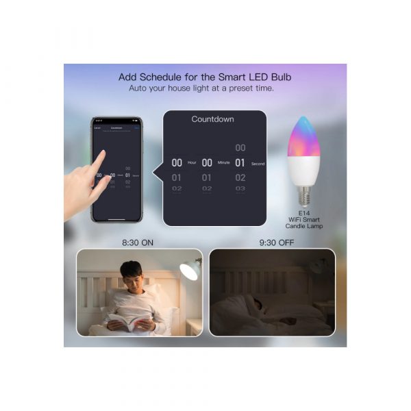 Умная лампочка MOES WiFi LED Bulb E14 (RGB+CW) 6W — изображение 6