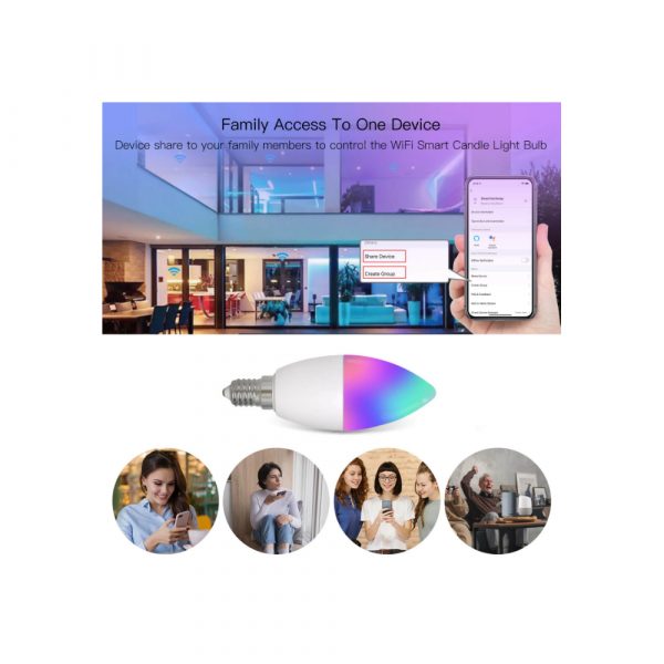 Умная лампочка MOES WiFi LED Bulb E14 (RGB+CW) 6W — изображение 8