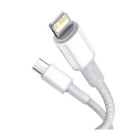 Кабель для iPhone Baseus Type-C PD 20 Вт 1 м с оплеткой высокой плотности белый CALKLF-CG1