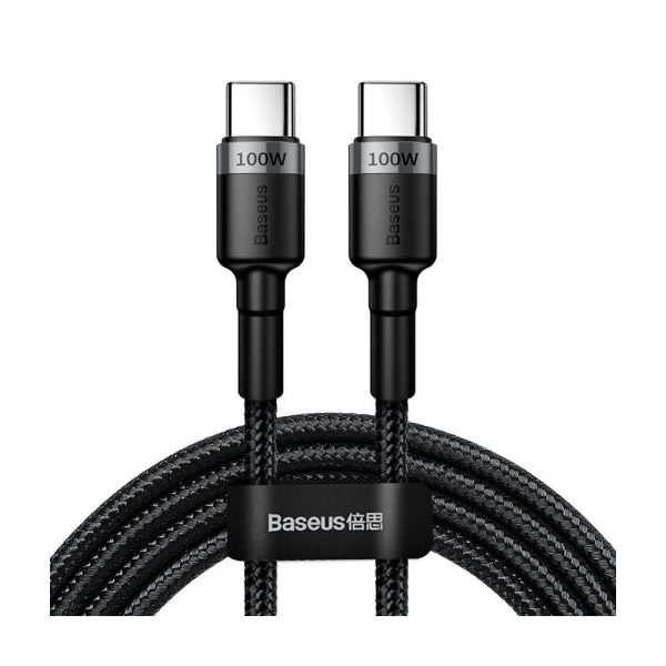 Кабель Type-C для зарядки флэш-памяти Baseus Cafule PD2.0 100 Вт 2 м (20V 5A) Серый + черный CATKLF-ALG1