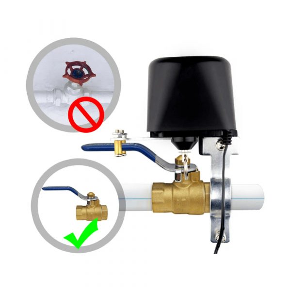 Электропривод для шарового крана с ручкой-рычагом для воды и газа MOES WiFi Smart Water Valve WV-LZ-BK — изображение 5