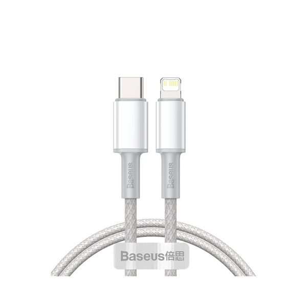 Кабель для iPhone Baseus Type-C PD 20 Вт 1 м с оплеткой высокой плотности белый CALKLF-CG1 — изображение 3