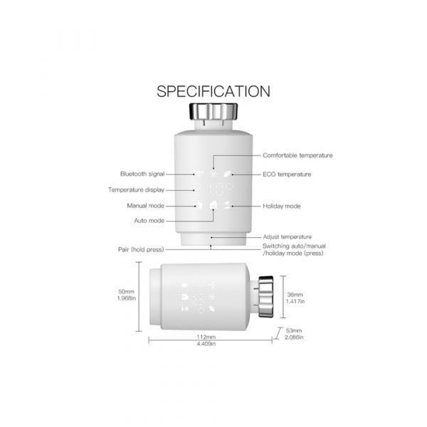 Умная термостатическая головка для радиатора отопления MOES ZigBee Thermostat Valve TV02 ZTRV-ZX-TV02 — изображение 4