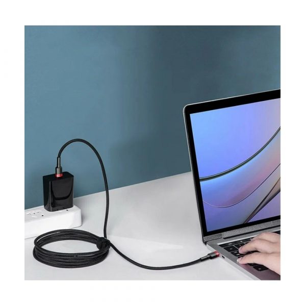 Кабель Type-C для зарядки флэш-памяти Baseus Cafule PD2.0 100 Вт 2 м (20V 5A) Серый + черный CATKLF-ALG1 — изображение 6