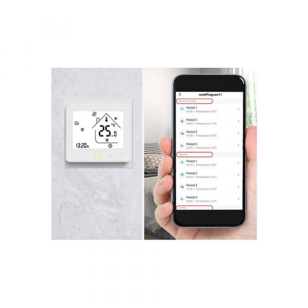 Умный терморегулятор для газового/водяного котла отопления MOES WiFi Smart Thermostat WHT-002-GC — изображение 6
