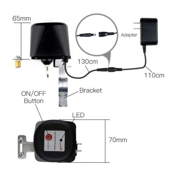 Электропривод для шарового крана с ручкой-рычагом для воды и газа MOES WiFi Smart Water Valve WV-LZ-BK — изображение 9