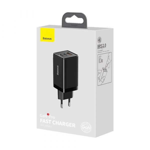 Зарядное устройство Baseus GaN3 Pro 2C + U 65 Вт EU Black 1 м черный CCGP050101 — изображение 9