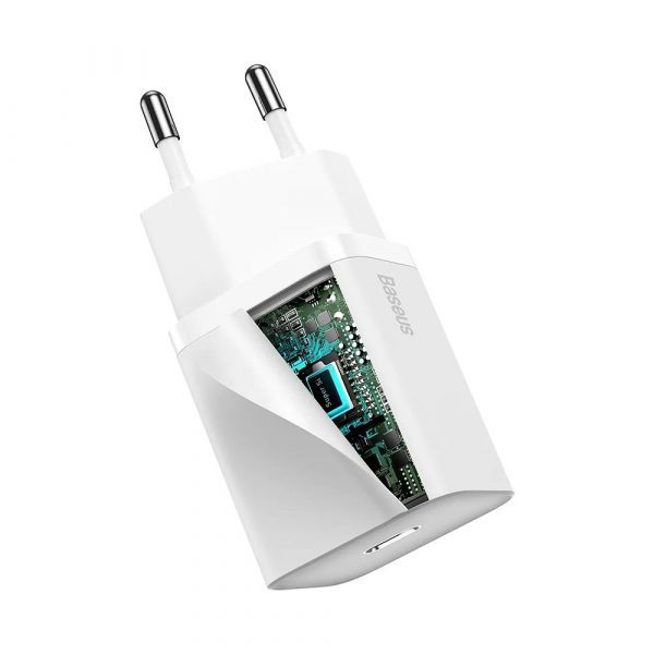 Зарядное устройство Type-C Baseus Super Si Quick Charger 1C 20W EU белого цвета TZCCSUP-B02 — изображение 9