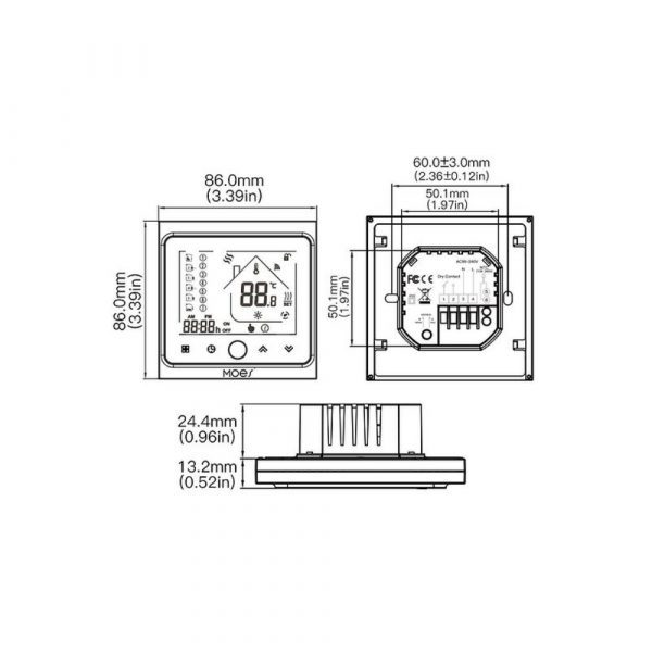 Умный терморегулятор для газового/водяного котла отопления MOES WiFi Smart Thermostat WHT-002-GC — изображение 7