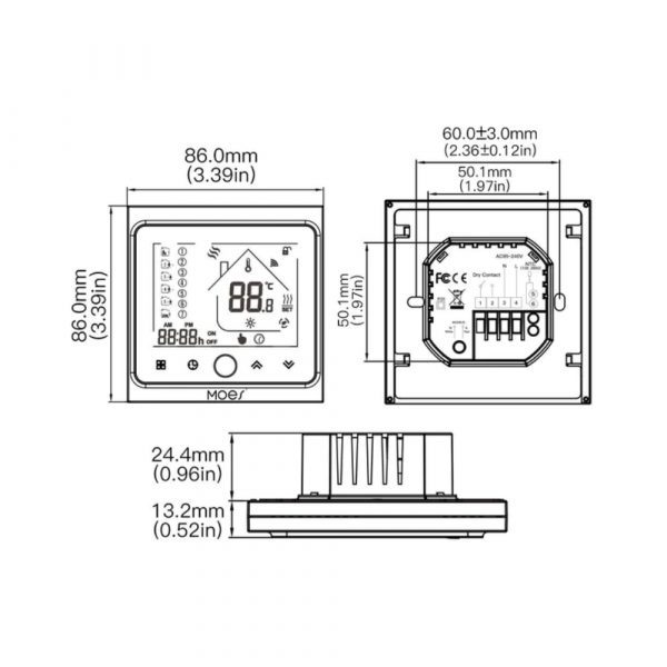 Умный терморегулятор для газового/водяного котла отопления MOES Zigbee Smart Thermostat ZHT-002-GC — изображение 5
