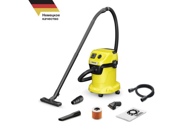 Строительный пылесос Karcher WD 3 P V-17/4/20 Workshop 1000Вт желтый 1.628-175.0