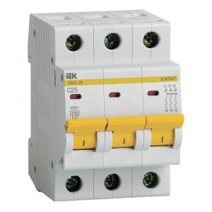 Выключатель автоматический IEK ВА47-29 (MVA20-3-025-C) 25A тип C 4.5kA 3П 400В 3мод белый (упак.:1шт