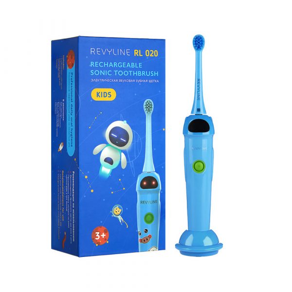 Детская электрическая звуковая  зубная щетка Revyline RL 020, синий