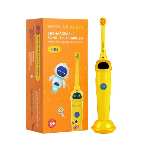 Детская электрическая звуковая  зубная щетка Revyline RL 020, желтая