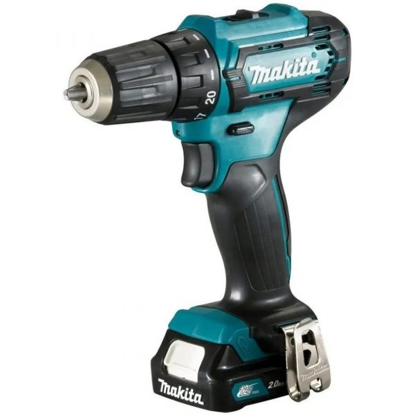 Дрель Makita аккумуляторная,12В,2х2АчLi-ion,БЗП-10мм,0-4501700обм,3014Н м,1.1кг,179x66x212,чем,подсв