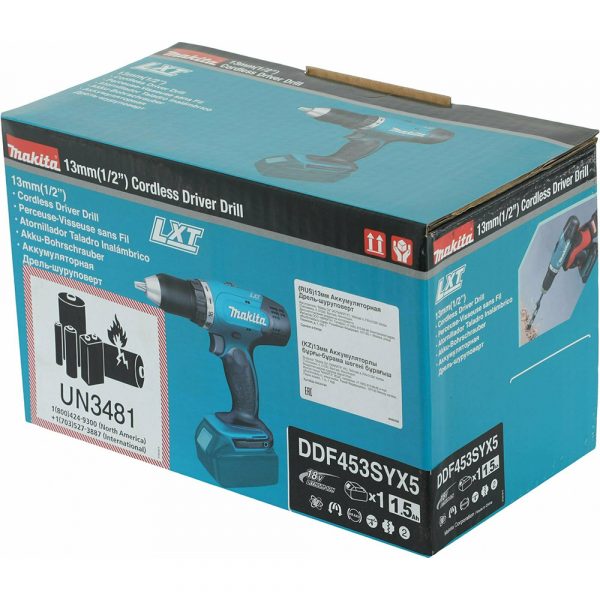 Дрель аккумуляторная Makita,18В,1х1.5АчLi-ion,БЗП-13мм,0-4001300обм,4227 Нм,1.8кг, Коробка — изображение 16