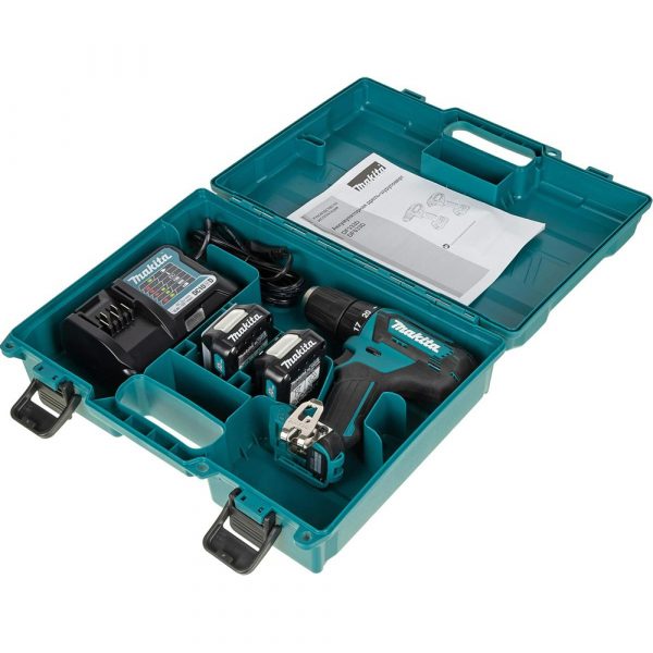 Дрель Makita аккумуляторная,12В,2х2АчLi-ion,БЗП-10мм,0-4501700обм,3014Н м,1.1кг,179x66x212,чем,подсв — изображение 17