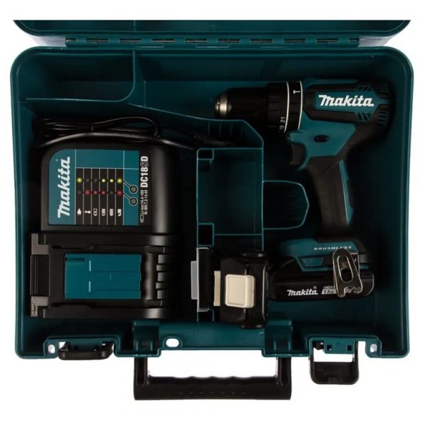 Дрель Makita ак(уд) бщет,18В,2х1,5 АчLi-ion,БЗП-13мм, 0-5001900обм,5025Нм,1.7кг, кейс — изображение 3
