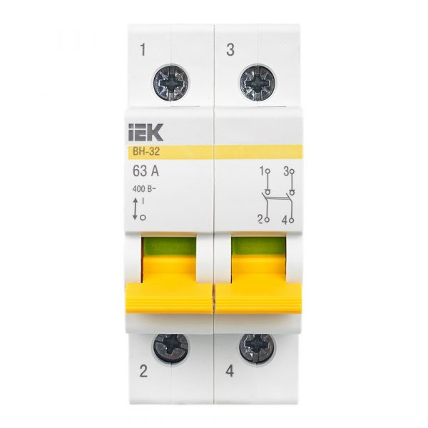 Выключатель IEK ВН-32 2Р (MNV10-2-063) 63A 2П 400В 2мод белый (упак.:1шт) — изображение 5