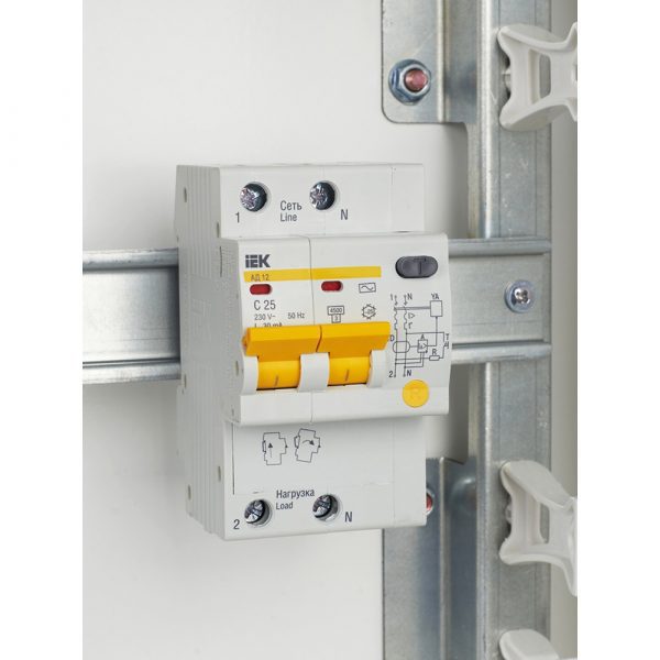 Выключатель автом. дифф. тока IEK АД12 (MAD10-2-025-C-030) 25A тип C 4.5kA 30мА AC 2П 230В 3мод белы — изображение 5