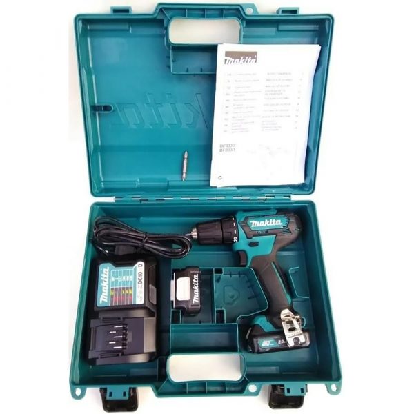Дрель Makita аккумуляторная,12В,2х2АчLi-ion,БЗП-10мм,0-4501700обм,3014Н м,1.1кг,179x66x212,чем,подсв — изображение 9