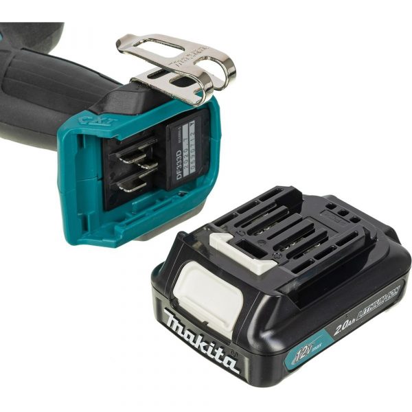 Дрель Makita аккумуляторная,12В,2х2АчLi-ion,БЗП-10мм,0-4501700обм,3014Н м,1.1кг,179x66x212,чем,подсв — изображение 11