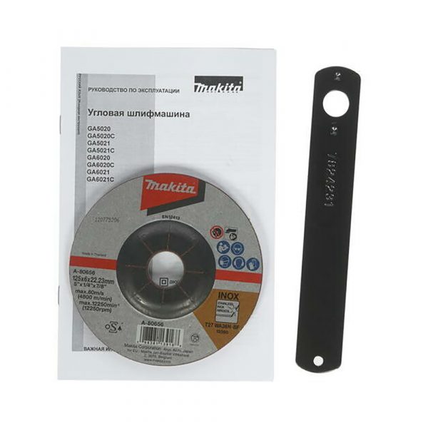 УШМ Makita ф125мм,1050Вт,11000обм,2.3кг,кор,муфта SJS,фикс вкл-ля,шлиф диск — изображение 10