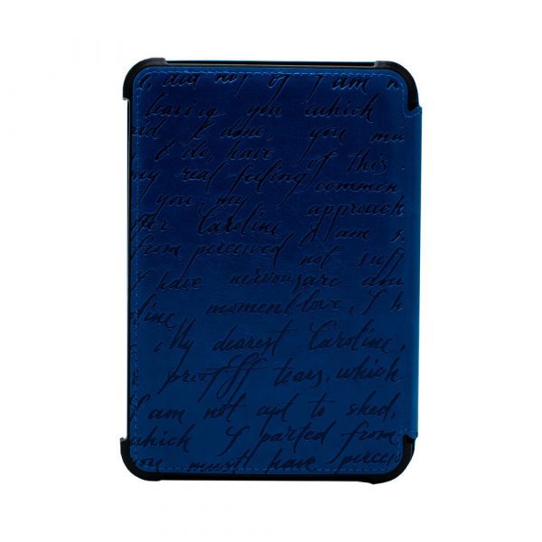 Чехол для ONYX BOOX MAGELLAN (цвет: тёмно-синяя кожа, тиснение: текст), совместим с Darwin/Faust/Vasco da Gama — изображение 4
