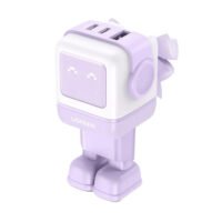 Сетевое зарядное устройство UGREEN CD361 (35291) Nexode RG 65W USB-A+2*USB-C Robot GaN Tech Fast Charger EU в виде робота. Цвет: сиреневый