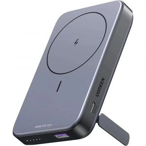 Внешний магнитный аккумулятор UGREEN (PB206) 15086 10000mAh MIni Magnetic Wireless 20W Power Bank With Holder. Цвет: серый космос