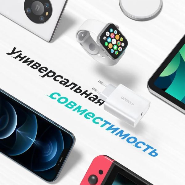 Зарядное устройство UGREEN CD137 (60450) Fast Charging Power Adapter With PD 20W EU. Цвет: белый — изображение 7