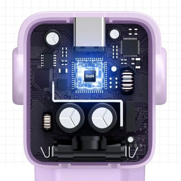Сетевое зарядное устройство UGREEN CD361 (35291) Nexode RG 65W USB-A+2*USB-C Robot GaN Tech Fast Charger EU в виде робота. Цвет: сиреневый — изображение 12
