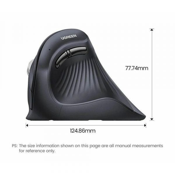 Беспроводная компьютерная мышь вертикальная UGREEN MU008 (25444) Wireless Vertical Mouse 2.4 GHz&BT. Цвет: черный — изображение 12
