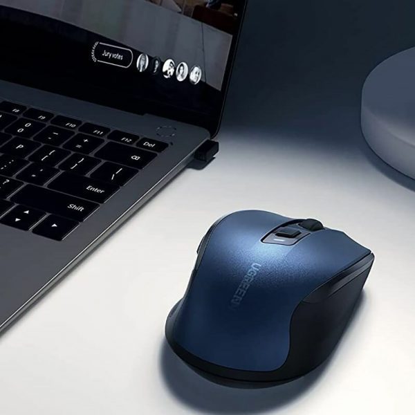 Беспроводная компьютерная мышь UGREEN MU006 (25753) Ergonomic Wireless Mouse 2.4G 4000DPI Silence Design 2.4 GHz&BT. Цвет: синий — изображение 7