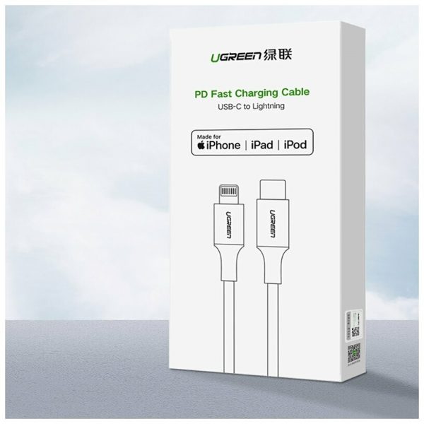 Кабель UGREEN US304 (60759) USB-C to Lightning M/M Cable Aluminum Shell Braided.  Длина 1 м. Цвет: черный — изображение 9