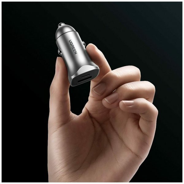 Автомобильное зарядное устройство UGREEN CD130 (30780) USB-C PD+USB-A QC 24W Fast Car Charger. Цвет: серый космос — изображение 11