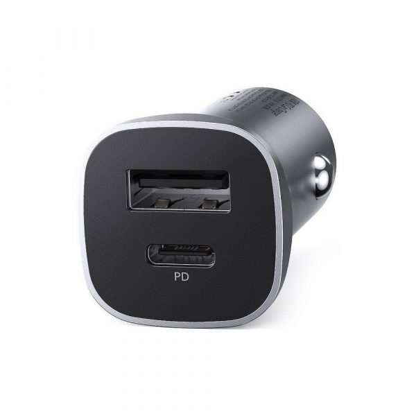 Автомобильное зарядное устройство UGREEN CD130 (30780) USB-C PD+USB-A QC 24W Fast Car Charger. Цвет: серый космос — изображение 4