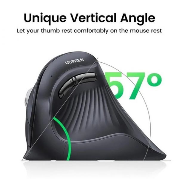 Беспроводная компьютерная мышь вертикальная UGREEN MU008 (25444) Wireless Vertical Mouse 2.4 GHz&BT. Цвет: черный — изображение 4
