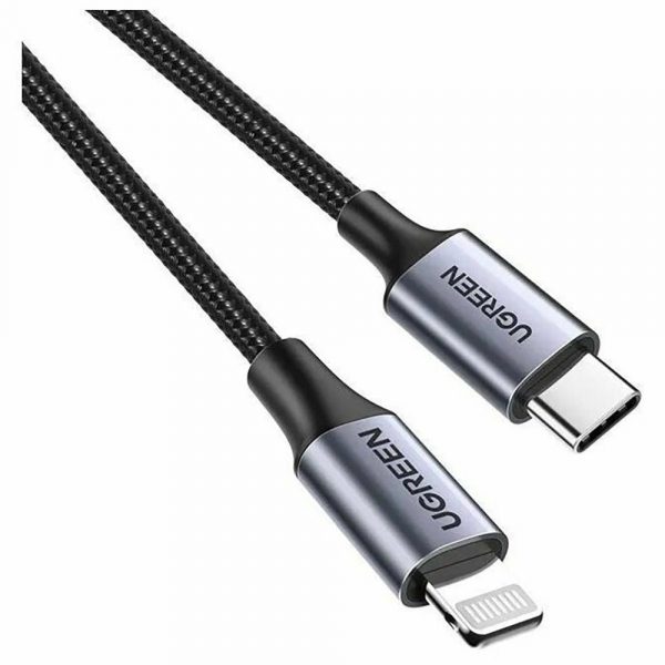 Кабель UGREEN US304 (60759) USB-C to Lightning M/M Cable Aluminum Shell Braided.  Длина 1 м. Цвет: черный — изображение 5