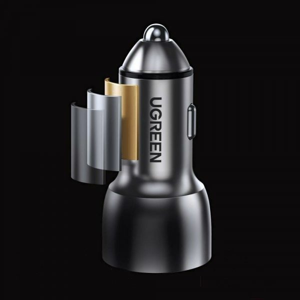 Автомобильное зарядное устройство UGREEN CD213 (60980) USB-C PD+USB-A QC 52.5W Fast Car Charger. Цвет: серый — изображение 9