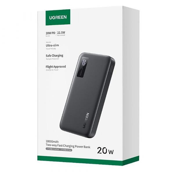 Внешний аккумулятор UGREEN PB311 (25742) 10000mAh Mini Quick Charging 20W Power Bank. Цвет: черный — изображение 5