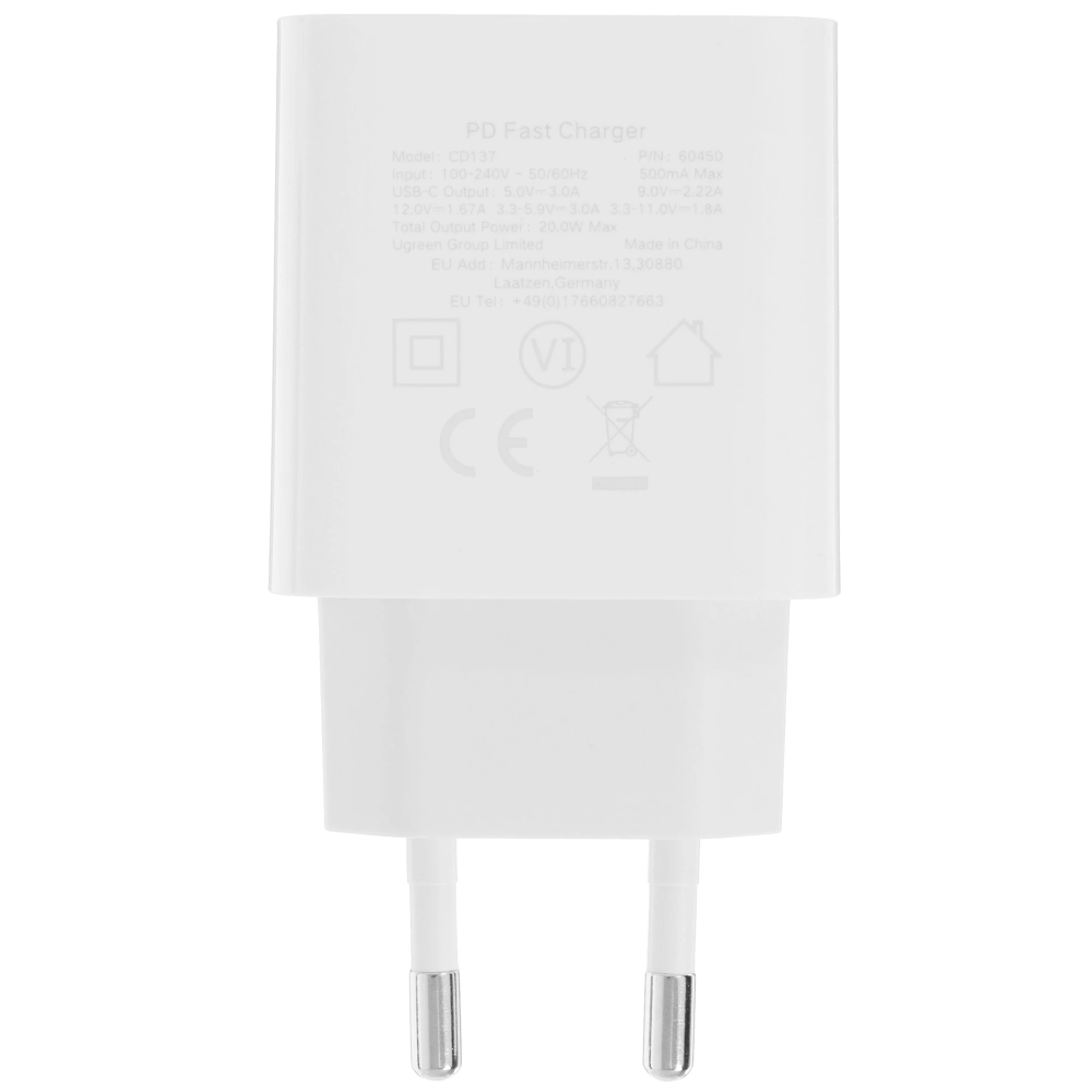 Сетевое зарядное устройство UGREEN CD137 белый — изображение 5